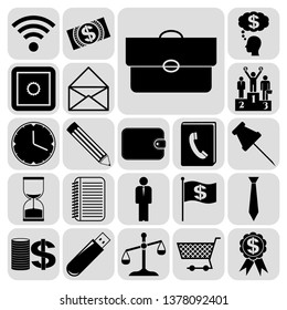 Set of 22 business high quality icons or symbols. Collection. Detailed design. Vector Illustration.