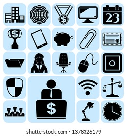 Set of 22 business high quality symbols or icons. Collection. Amazing desing. Vector Illustration.