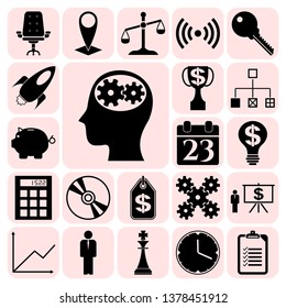 Set of 22 business high quality symbols. Collection. Detailed design. Vector Illustration.
