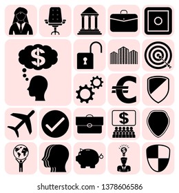 Set of 22 business high quality icons or symbols. Collection. Detailed design. Vector Illustration.