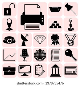 Set of 22 business high quality symbols. Collection. Detailed design. Vector Illustration.