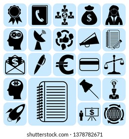 Set of 22 business high quality icons or symbols. Collection. Detailed design. Vector Illustration.