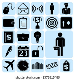 Set of 22 business high quality symbols or icons. Collection. Amazing desing. Vector Illustration.