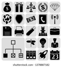 Set of 22 business high quality icons or symbols. Collection. Detailed design. Vector Illustration.