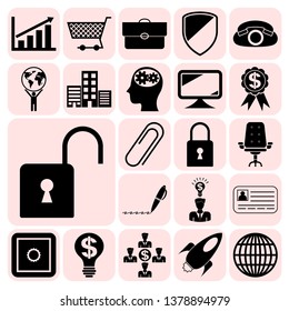Set of 22 business high quality icons. Collection. Amazing desing. Vector Illustration.