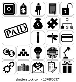 Set of 22 business high quality icons or symbols. Collection. Amazing desing. Vector Illustration.