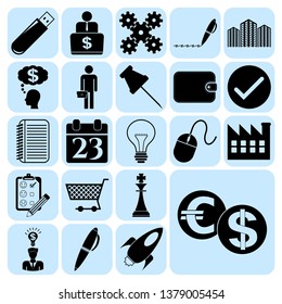 Set of 22 business high quality symbols or icons. Collection. Amazing desing. Vector Illustration.