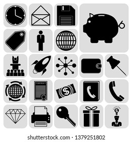 Set of 22 business high quality symbols. Collection. Detailed design. Vector Illustration.