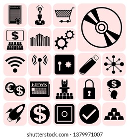 Set of 22 business high quality symbols. Collection. Flat design. Vector Illustration.