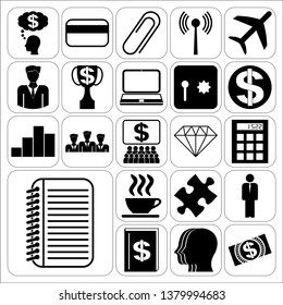 Set of 22 business high quality icons or symbols. Collection. Amazing desing. Vector Illustration.