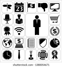 Set of 22 business high quality symbols or icons. Collection. Detailed design. Vector Illustration.