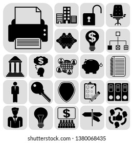 Set of 22 business high quality symbols. Collection. Flat design. Vector Illustration.