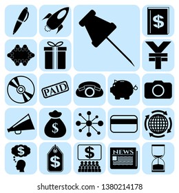 Set of 22 business high quality icons or symbols. Collection. Detailed design. Vector Illustration.