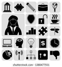 Set of 22 business high quality symbols. Collection. Flat design. Vector Illustration.