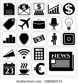 Set of 22 business high quality symbols. Collection. Flat design. Vector Illustration.