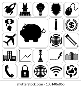 Set of 22 business high quality symbols. Collection. Amazing desing. Vector Illustration.