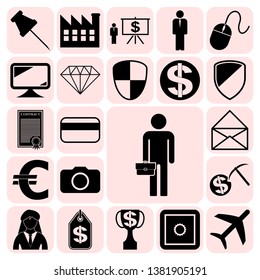 Set of 22 business high quality symbols. Collection. Detailed design. Vector Illustration.