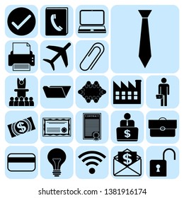 Set of 22 business high quality symbols or icons. Collection. Detailed design. Vector Illustration.