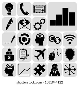 Set of 22 business high quality icons or symbols. Collection. Detailed design. Vector Illustration.