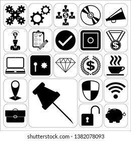 Set of 22 business high quality icons or symbols. Collection. Detailed design. Vector Illustration.