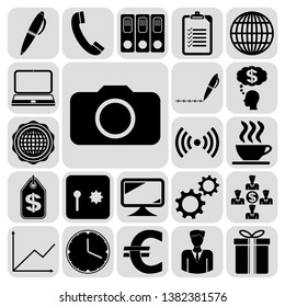 Set of 22 business high quality symbols or icons. Collection. Detailed design. Vector Illustration.