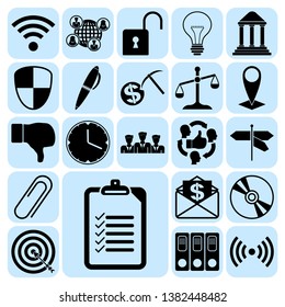 Set of 22 business high quality icons or symbols. Collection. Detailed design. Vector Illustration.