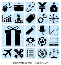 Set of 22 business high quality icons or symbols. Collection. Detailed design. Vector Illustration.