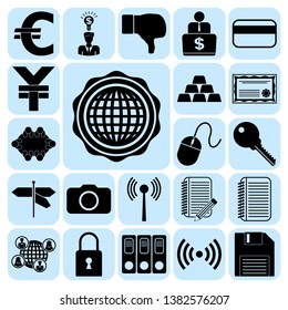 Set of 22 business high quality symbols or icons. Collection. Flat design. Vector Illustration.