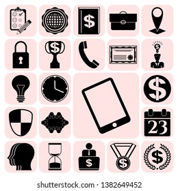 Set of 22 business high quality symbols or icons. Collection. Detailed design. Vector Illustration.