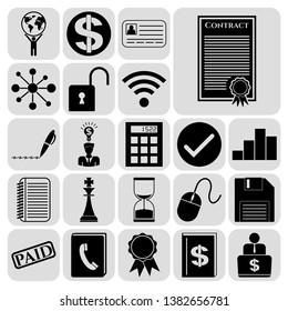 Set of 22 business high quality symbols or icons. Collection. Flat design. Vector Illustration.
