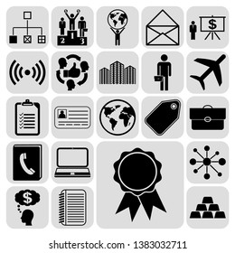 Set of 22 business high quality icons or symbols. Collection. Flat design. Vector Illustration.