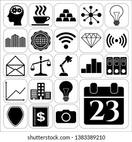 Set of 22 business high quality icons or symbols. Collection. Amazing desing. Vector Illustration.