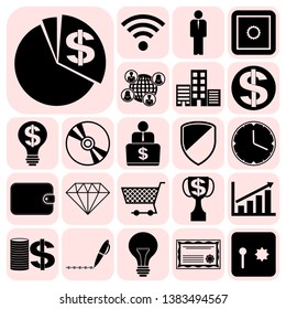 Set of 22 business high quality icons or symbols. Collection. Amazing desing. Vector Illustration.