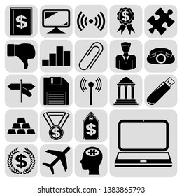 Set of 22 business high quality icons. Collection. Detailed design. Vector Illustration.