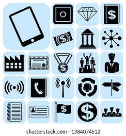 Set of 22 business high quality icons or symbols. Collection. Amazing desing. Vector Illustration.