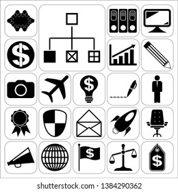Set of 22 business high quality icons or symbols. Collection. Amazing desing. Vector Illustration.