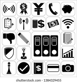 Set of 22 business high quality symbols. Collection. Detailed design. Vector Illustration.