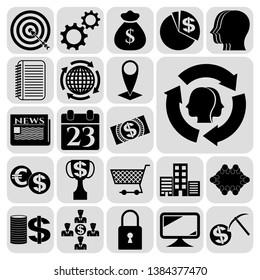 Set of 22 business high quality symbols. Collection. Flat design. Vector Illustration.