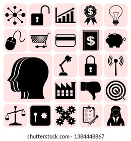Set of 22 business high quality icons. Collection. Detailed design. Vector Illustration.