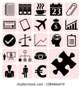 Set of 22 business high quality symbols. Collection. Flat design. Vector Illustration.