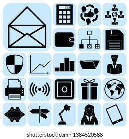 Set of 22 business high quality symbols. Collection. Flat design. Vector Illustration.