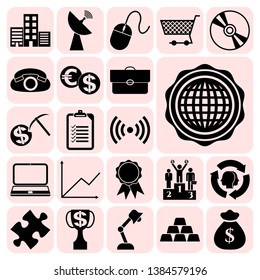 Set of 22 business high quality icons or symbols. Collection. Detailed design. Vector Illustration.