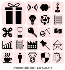 Set of 22 business high quality symbols or icons. Collection. Amazing desing. Vector Illustration.