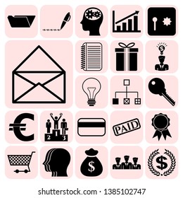 Set of 22 business high quality icons. Collection. Flat design. Vector Illustration.