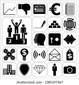 Set of 22 business high quality icons or symbols. Collection. Amazing desing. Vector Illustration.