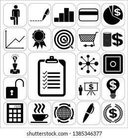 Set of 22 business high quality icons. Collection. Detailed design. Vector Illustration.