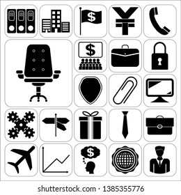 Set of 22 business high quality symbols or icons. Collection. Flat design. Vector Illustration.