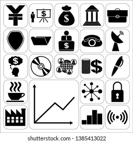 Set of 22 business high quality symbols. Collection. Flat design. Vector Illustration.