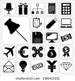 Set of 22 business high quality icons or symbols. Collection. Amazing desing. Vector Illustration.