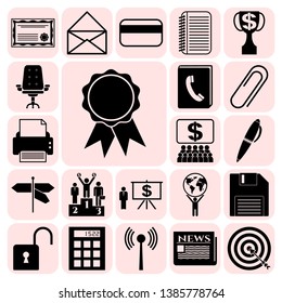 Set of 22 business high quality symbols. Collection. Detailed design. Vector Illustration.